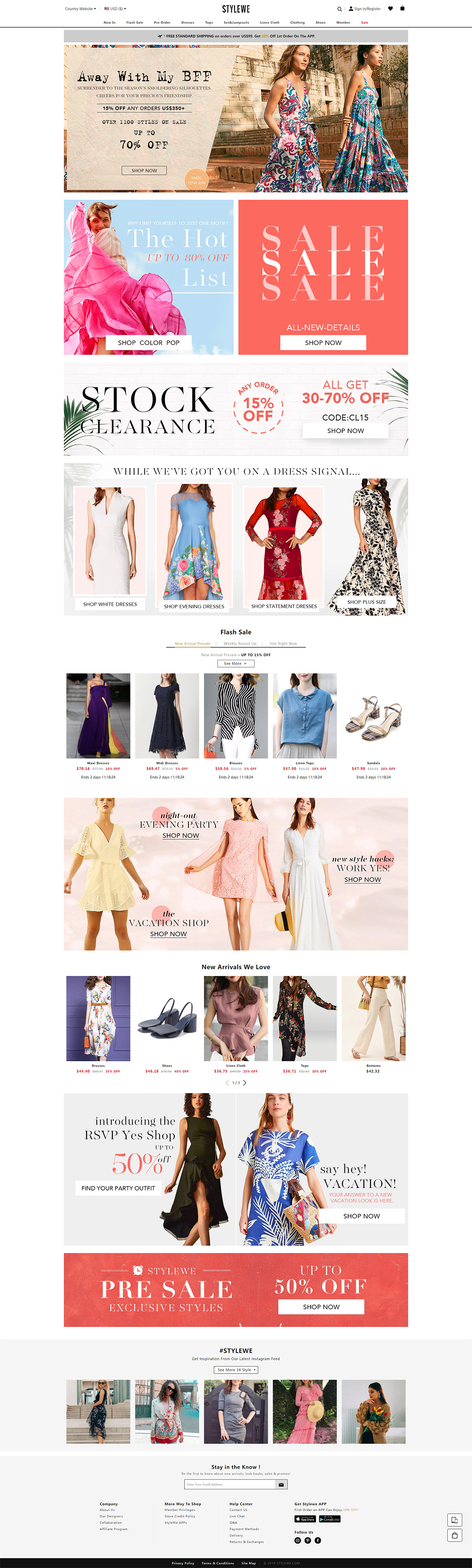 STYLEWE女裝外貿(mào)獨(dú)立站，跨境電商多語(yǔ)言商城網(wǎng)站建設(shè)開(kāi)發(fā)